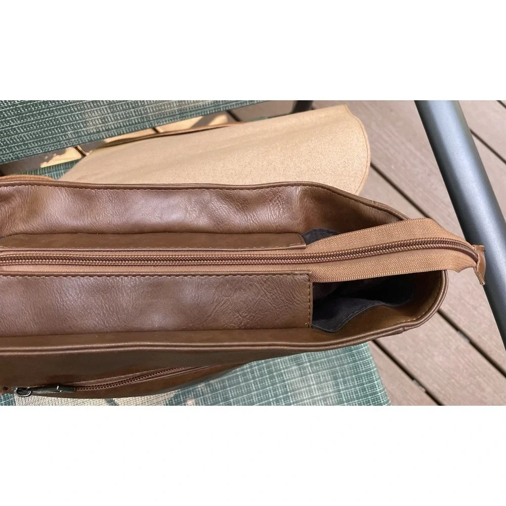 LXY Vegan Leather Backpack Brown Flap Buckle Laptop Pocket Travel Bag